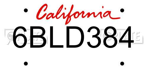 6BLD384 California License Plate