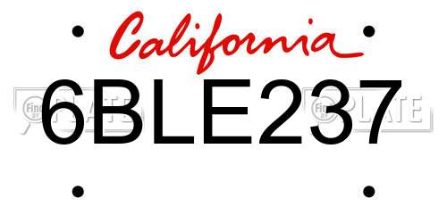 6BLE237 California License Plate