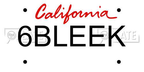 6BLEEK California License Plate