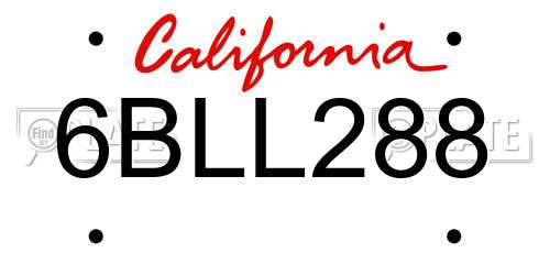 6BLL288 California License Plate