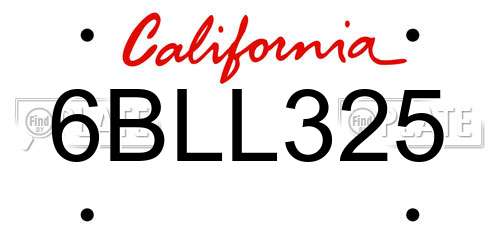 6BLL325 California License Plate
