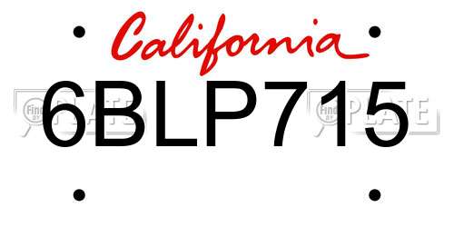 6BLP715 California License Plate