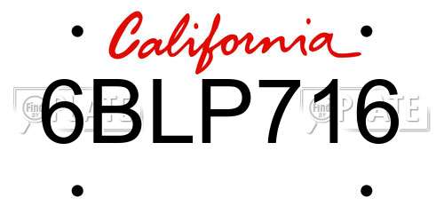 6BLP716 California License Plate