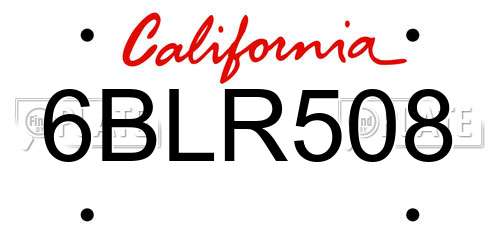 6BLR508 California License Plate