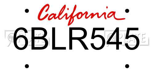 6BLR545 California License Plate