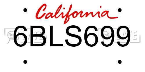 6BLS699 California License Plate