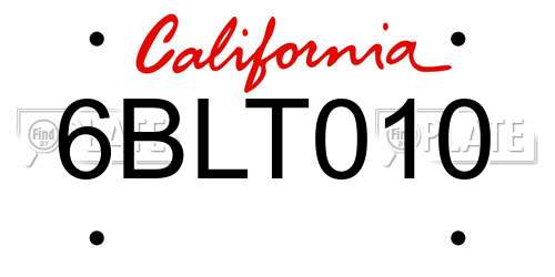 6BLT010 California License Plate