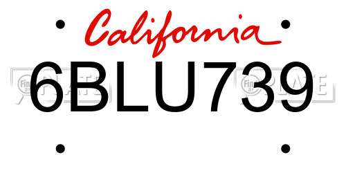 6BLU739 California License Plate