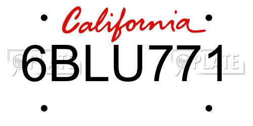 6BLU771 California License Plate
