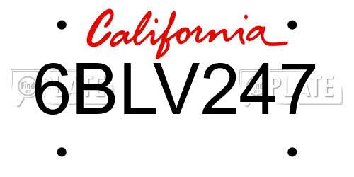 6BLV247 California License Plate