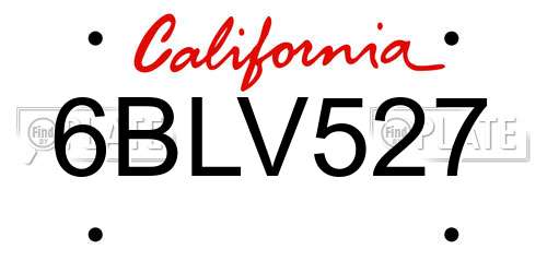 6BLV527 California License Plate