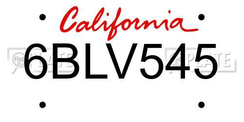 6BLV545 California License Plate