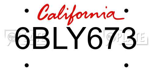 6BLY673 California License Plate