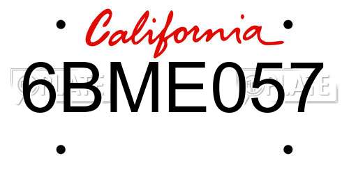 6BME057 California License Plate