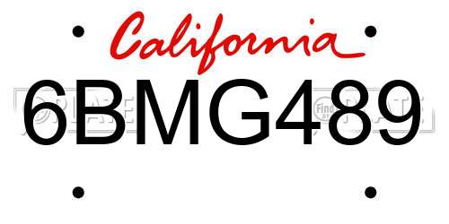 6BMG489 California License Plate