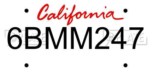 6BMM247 California License Plate