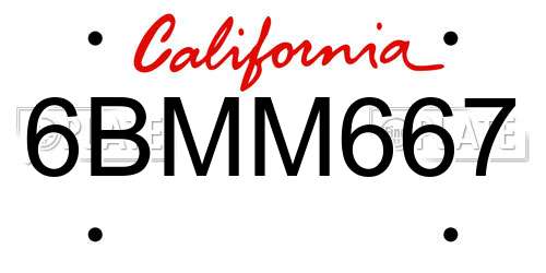 6BMM667 California License Plate