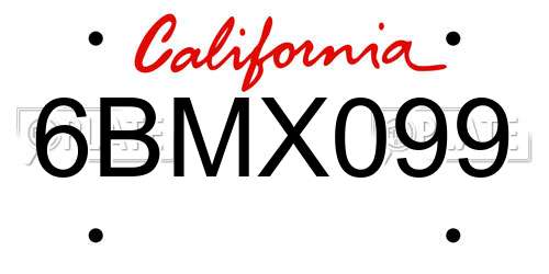 6BMX099 California License Plate