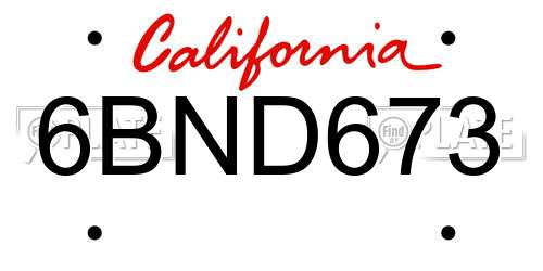 6BND673 California License Plate