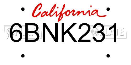 6BNK231 California License Plate