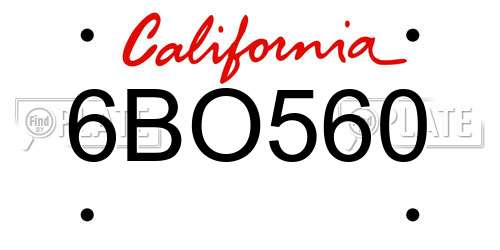 6BO560 California License Plate