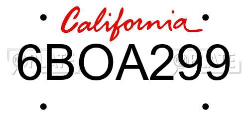 6BOA299 California License Plate