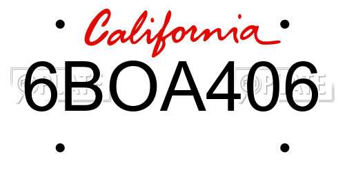 6BOA406 California License Plate