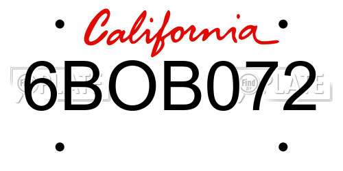 6BOB072 California License Plate