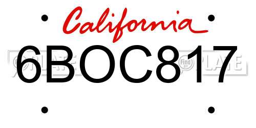 6BOC817 California License Plate