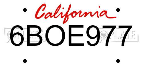 6BOE977 California License Plate