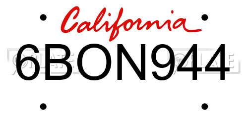 6BON944 California License Plate