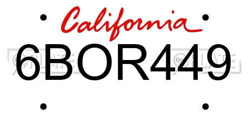 6BOR449 California License Plate