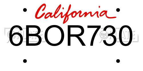 6BOR730 California License Plate