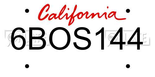 6BOS144 California License Plate