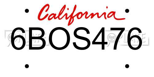 6BOS476 California License Plate