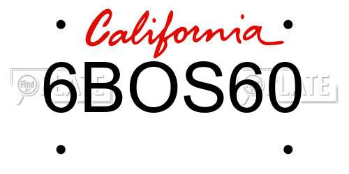6BOS60 California License Plate