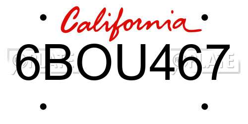 6BOU467 California License Plate