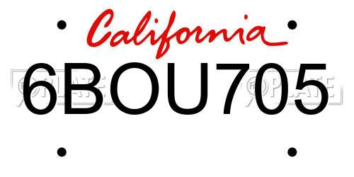 6BOU705 California License Plate