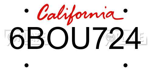 6BOU724 California License Plate