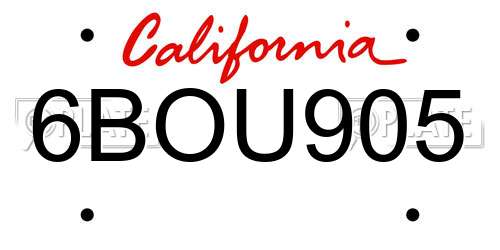 6BOU905 California License Plate