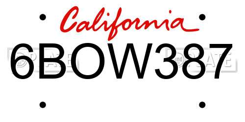 6BOW387 California License Plate