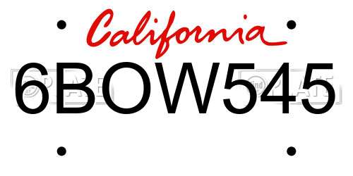 6BOW545 California License Plate