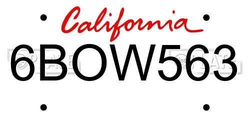 6BOW563 California License Plate