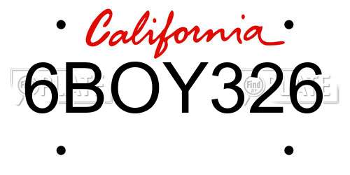 6BOY326 California License Plate