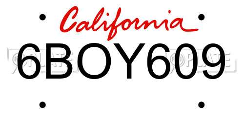6BOY609 California License Plate