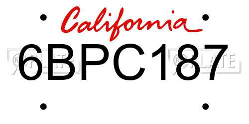 6BPC187 California License Plate