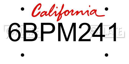 6BPM241 California License Plate