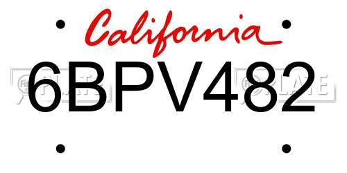 6BPV482 California License Plate