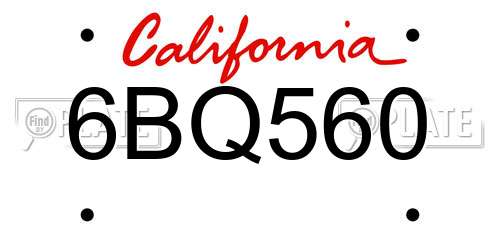 6BQ560 California License Plate