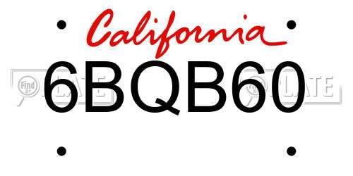 6BQB60 California License Plate
